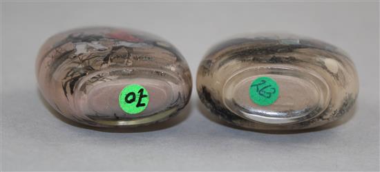 Two Chinese inside-painted glass snuff bottles, 20th century, Richards no.s 70 and 263